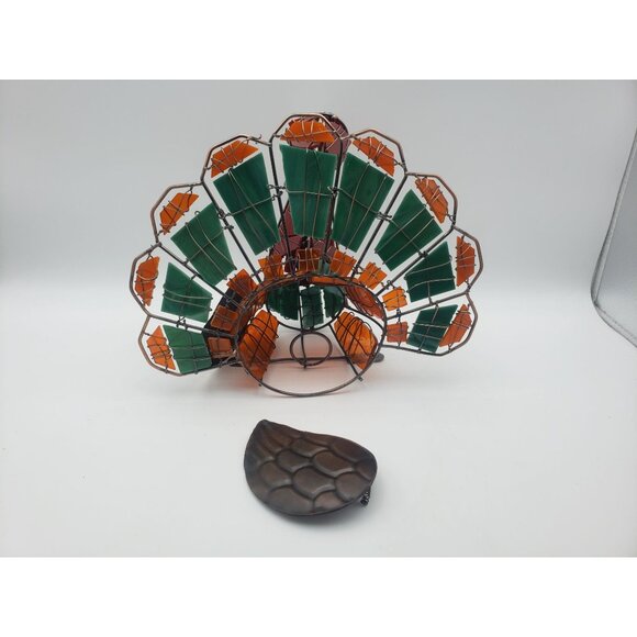 Stained Slag Glass Turkey Figurine Tabletop Decor Lamp FOR PARTS ONLY - Picture 5 of 8